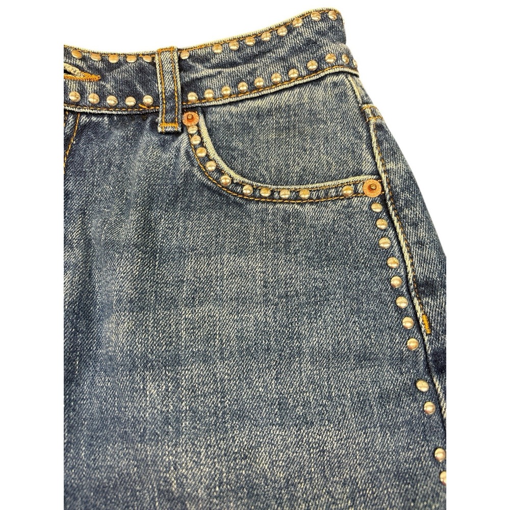 TOPSHOP MOTO Womens Mini Studded Denim Skirt Size 6 Y2K - Picture 2 of 7